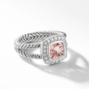 David Yurman Petit Albion Ring with Morganite and diamonds size 5